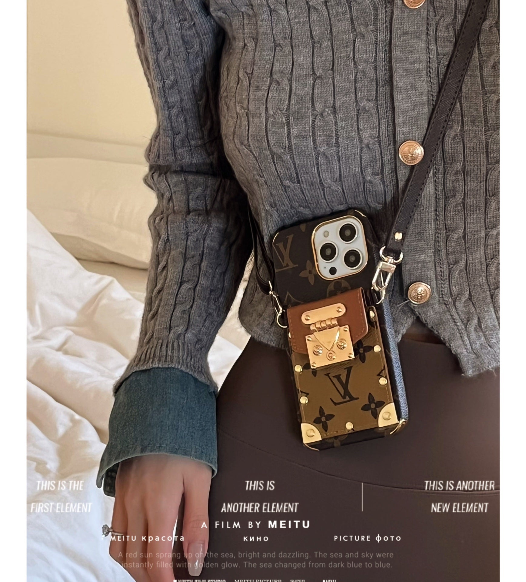 LV Phone Case Crossbody Lanyard Card Slot for iPhone