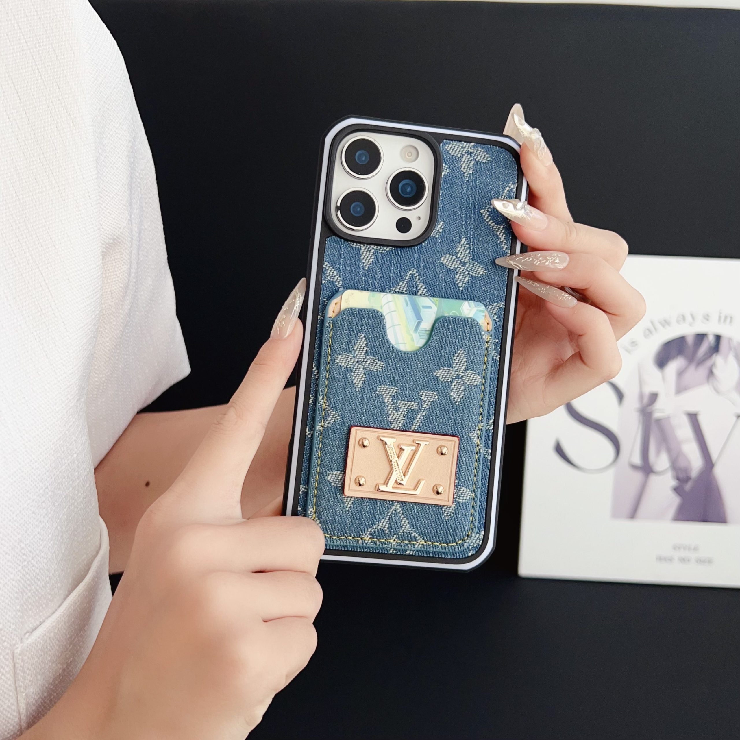 LV iPhone Case Denim Card Holder for 1216 Pro Max