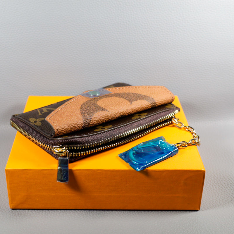 Louis Vuitton Wallet Card Holder Accent Monogram Zipper Wallet