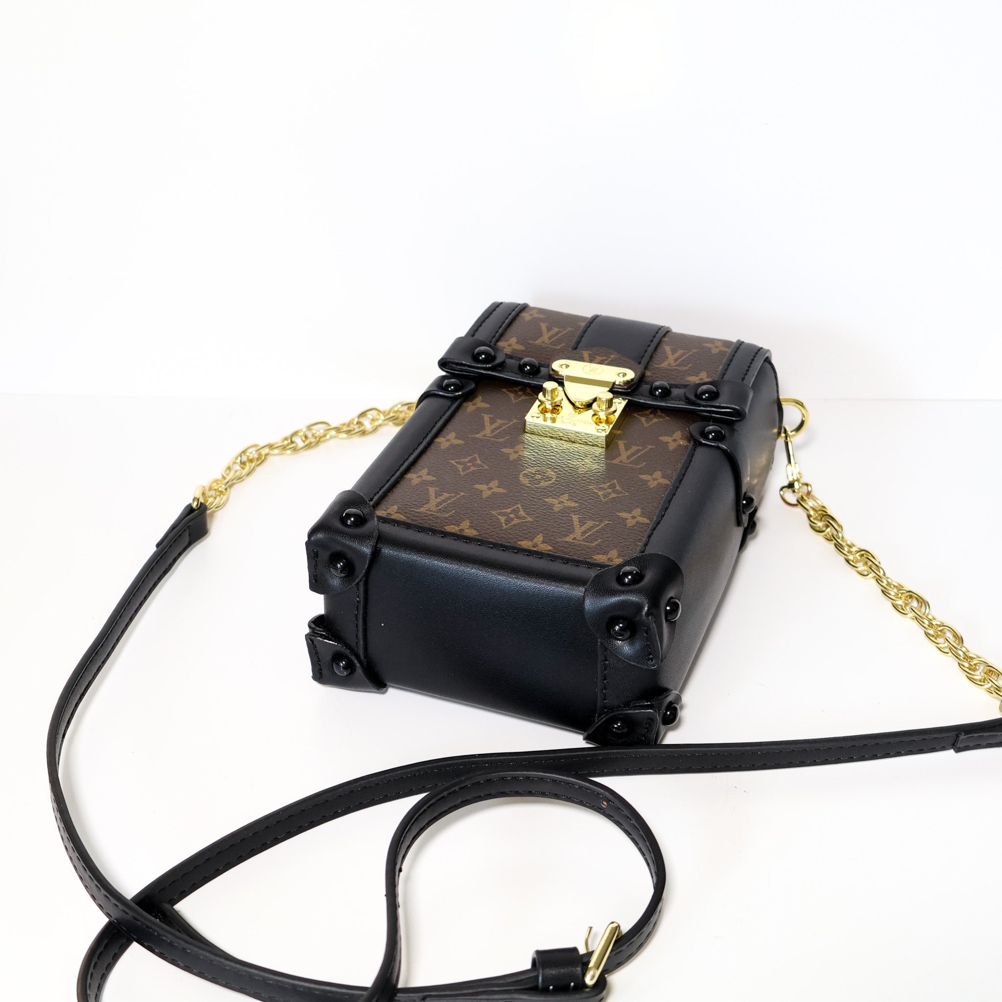 LV Trunk Crossbody Mini Bag Black Brown Monogram