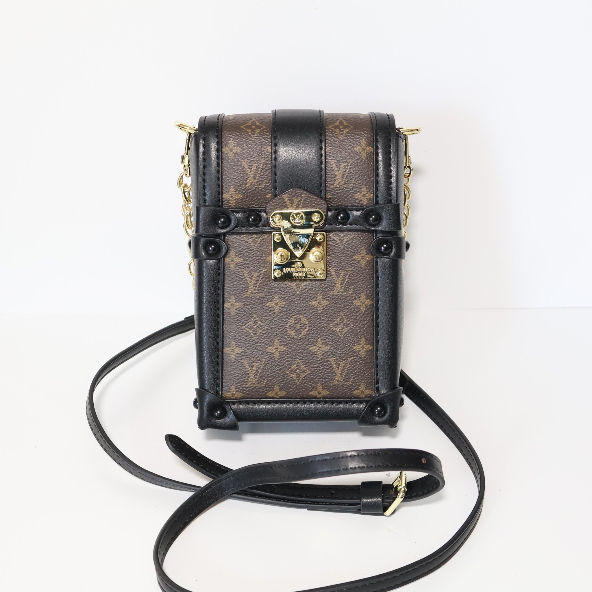 LV Trunk Crossbody Mini Bag Black Brown Monogram