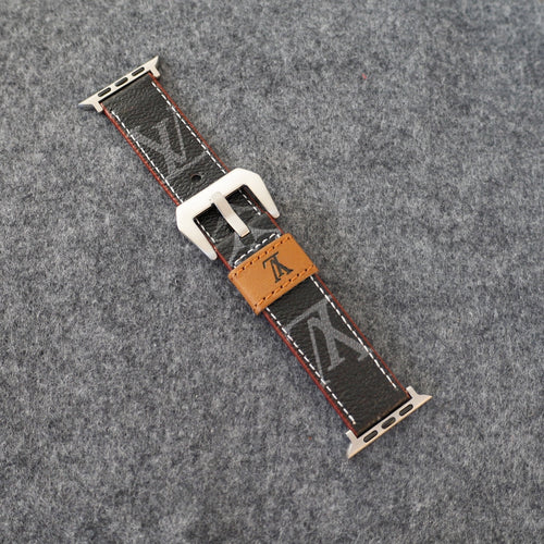 Apple Watch Band Designer Leather Black Monogram