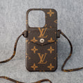 Brown Monogram Design iPhone Case CrossBody Style