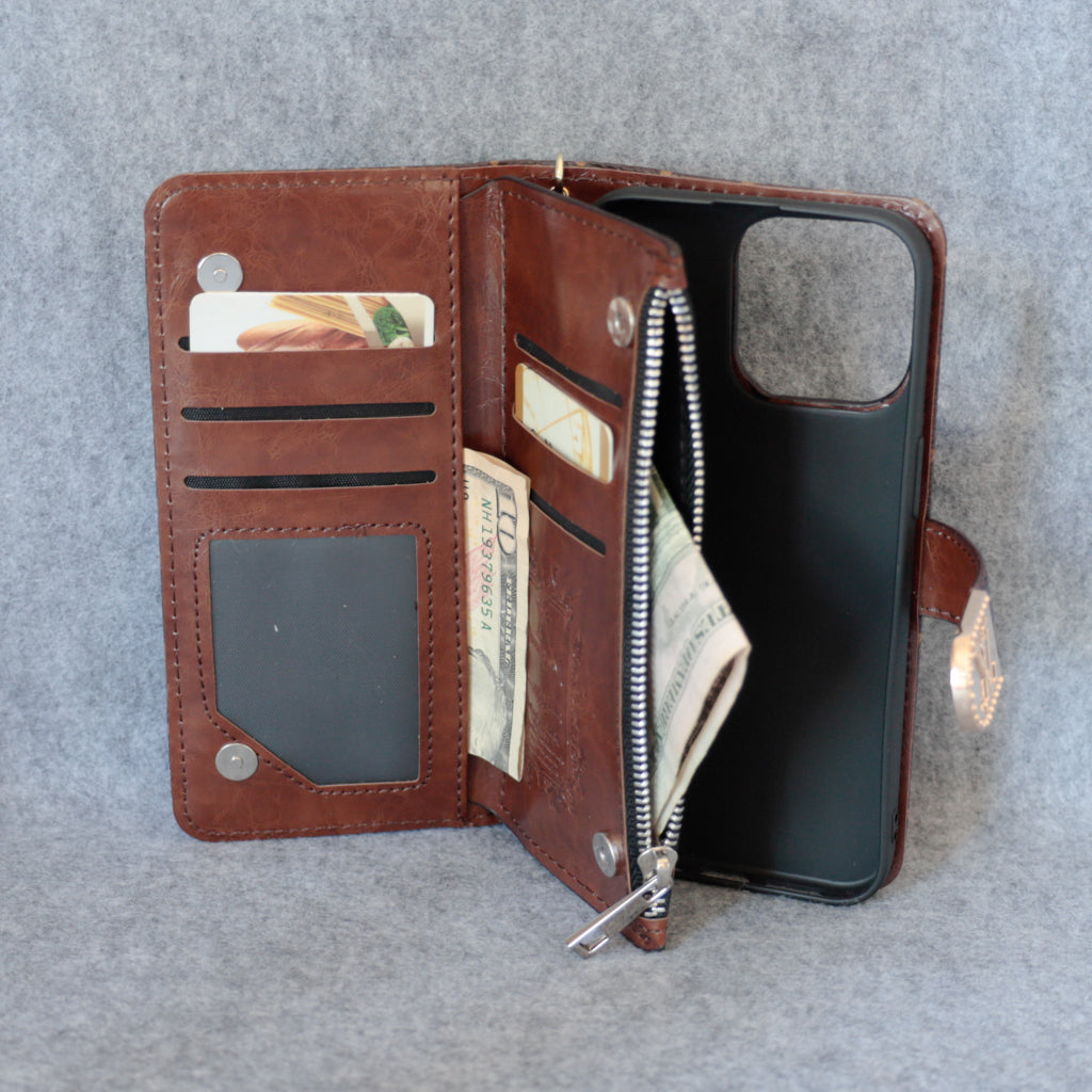Designer Wallet LV Phone Case Zipper Wallet Kickstand for iPhone
