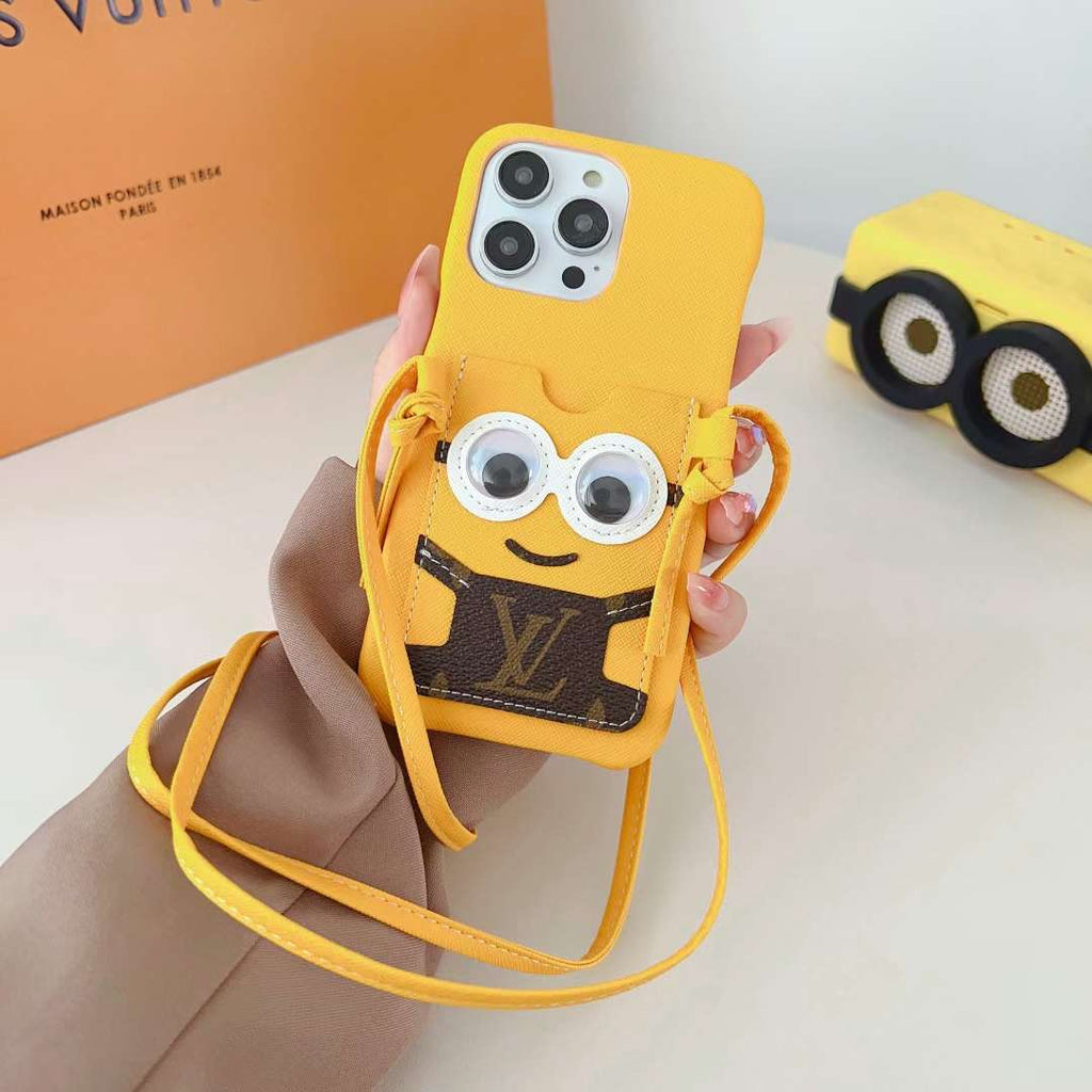 LV Phone Case Minions CrossBody for iPhone 11 12 13 14 Series