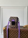 LV Crossbody Utility Phone Bag Purple Belt