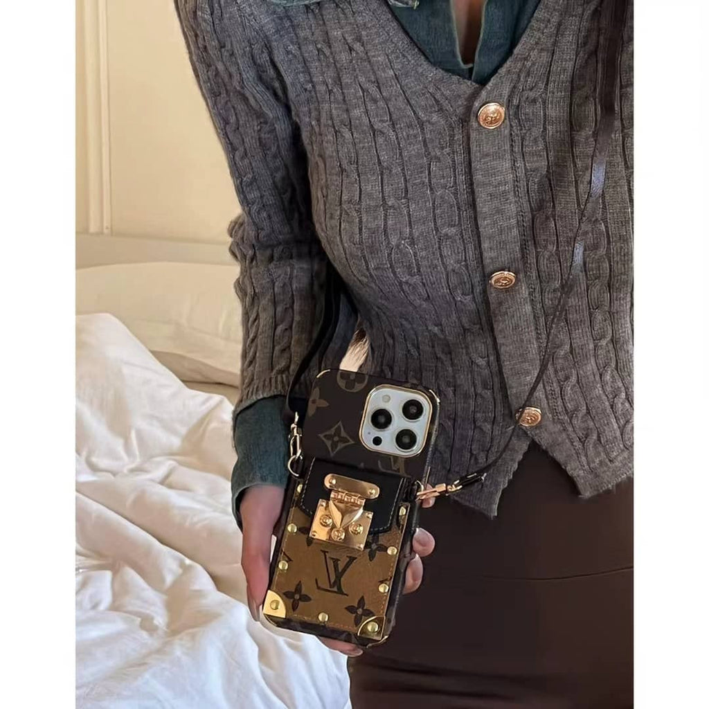 LV Phone Case Crossbody Lanyard Card Slot for iPhone