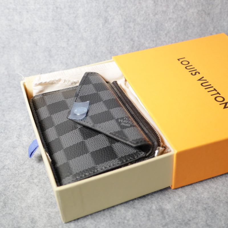 Card Holder LV Wallet Carabiner Black Checkered