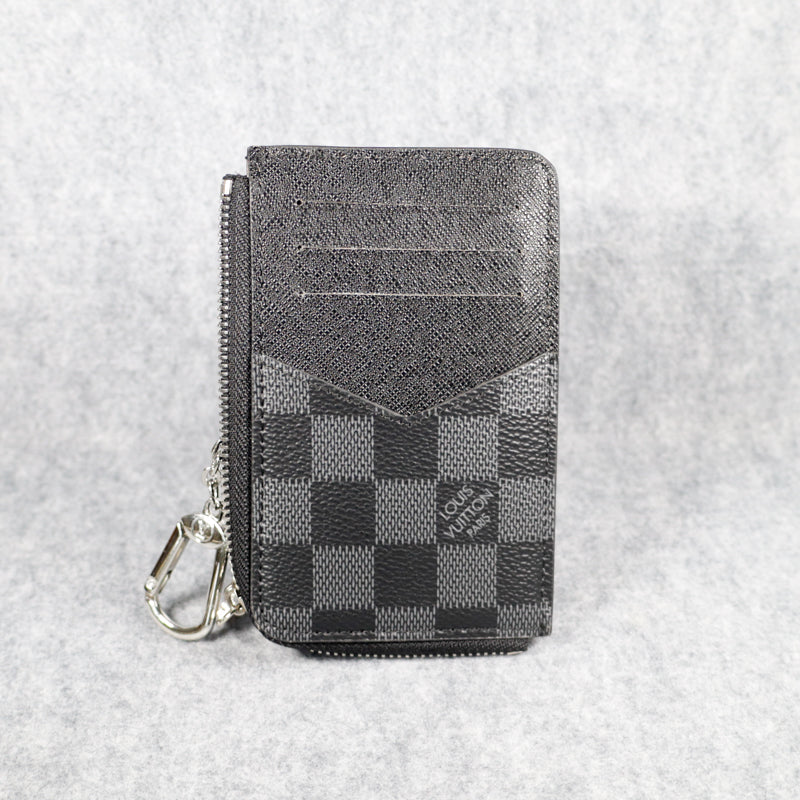Card Holder LV Wallet Carabiner Black Checkered
