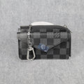 Card Holder LV Wallet Carabiner Black Checkered