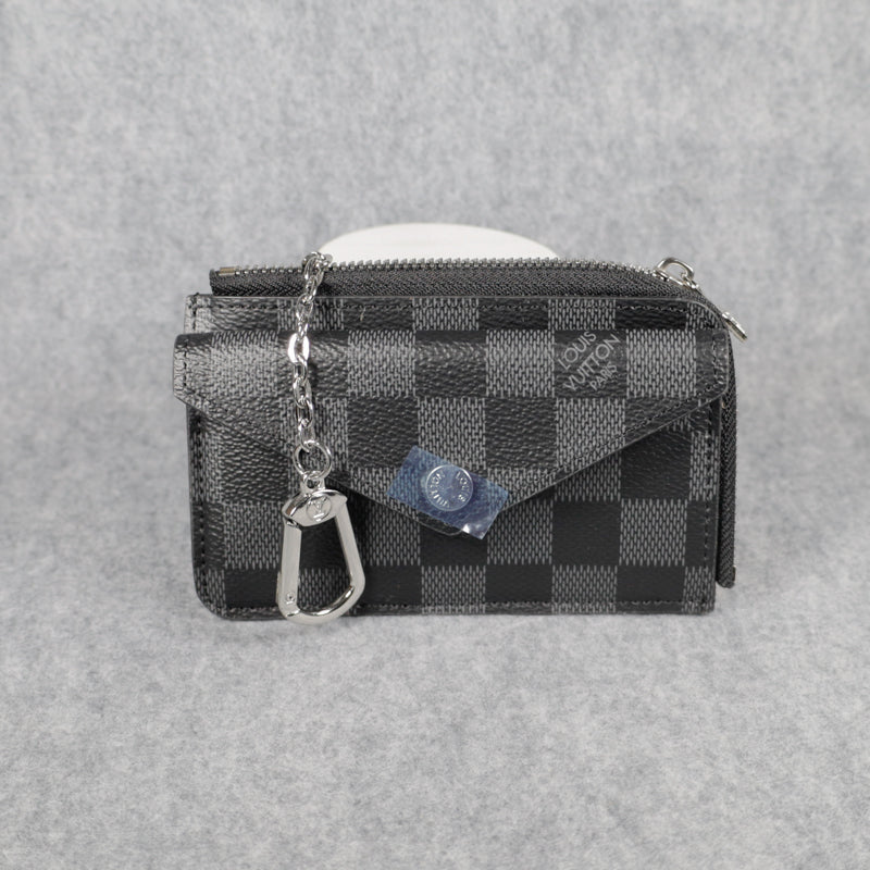 Card Holder LV Wallet Carabiner Black Checkered