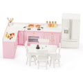 Wooden Kitchen Set – Miniature 1:12 Dollhouse Furniture (Pink)