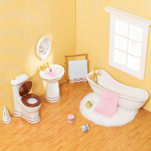 Ceramic Bathroom Set – Miniature 1:12 Dollhouse Furniture