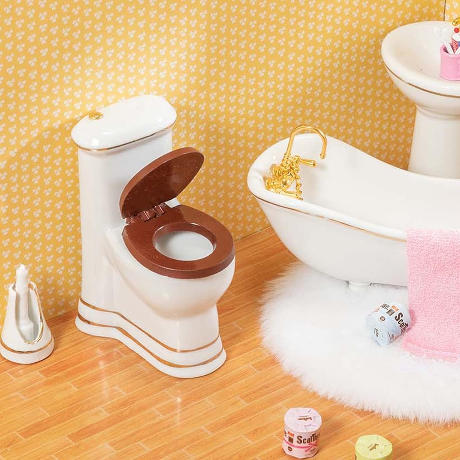 Ceramic Bathroom Set – Miniature 1:12 Dollhouse Furniture