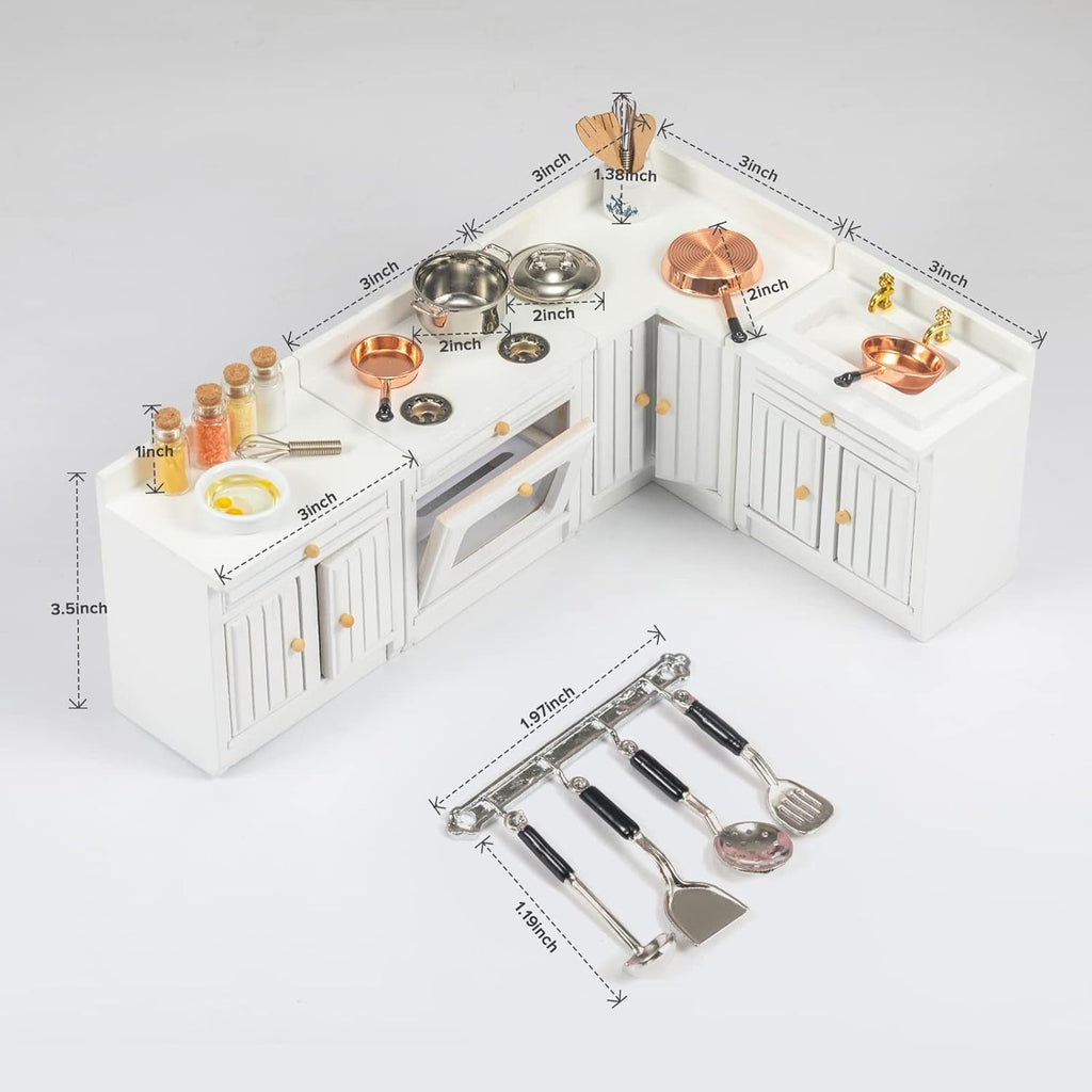 Wooden Kitchen Set – Miniature 1:12 Dollhouse Furniture