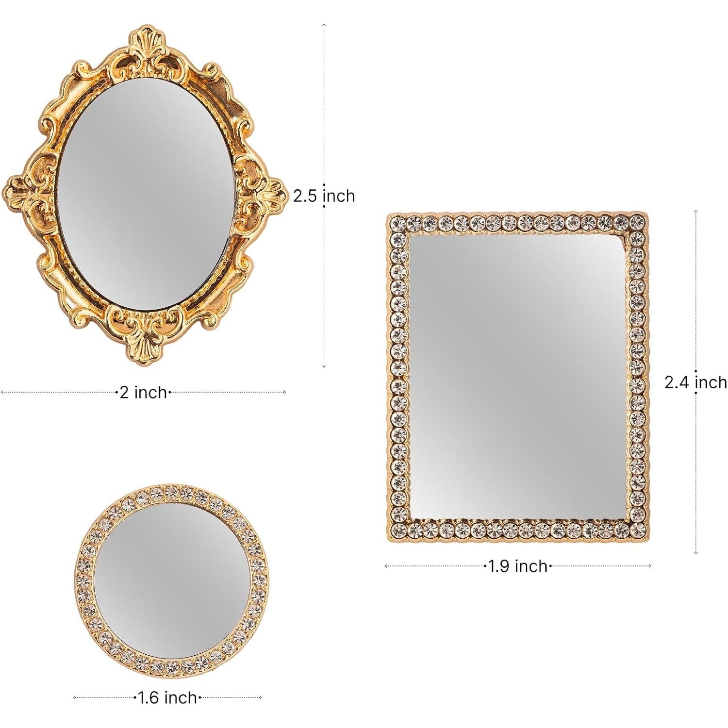 Miniature Mirrors Set – 1:12 Dollhouse Accessories
