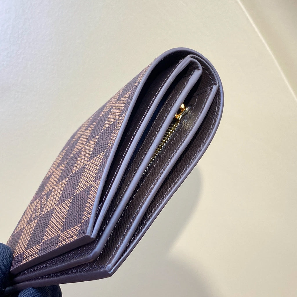 Brown Checkered LV Wallet Trifold